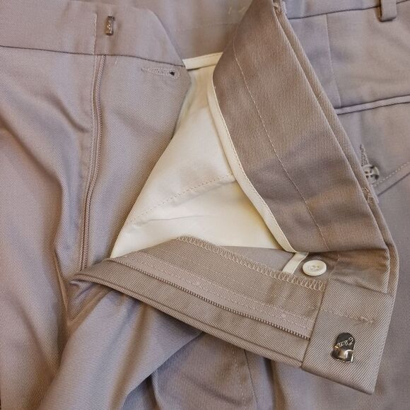 LANDS' END Chino Pants Tailored Dress Trouser Pleated Wide Leg Kahki 38x37 38 L - Picture 5 of 13